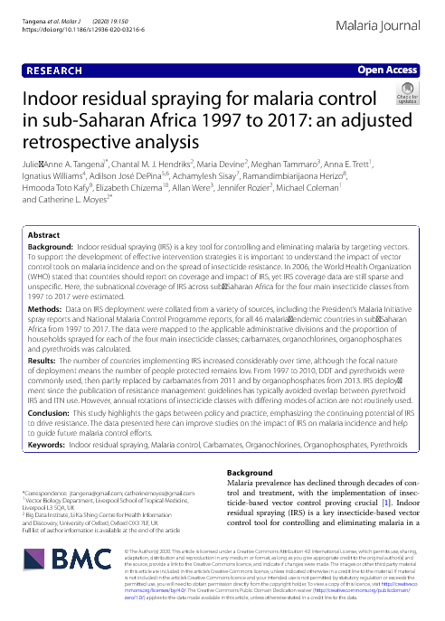 PMI IRS Data Can Improve Studies on Impact of IRS on Malaria Incidence
